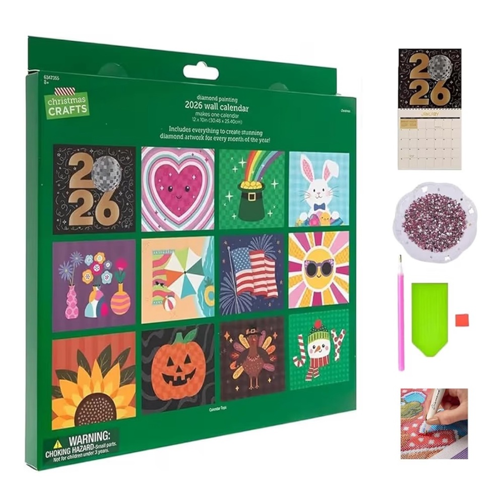 Diamond Art DIY 12-Month Flip Wall Calendar for Home or Office